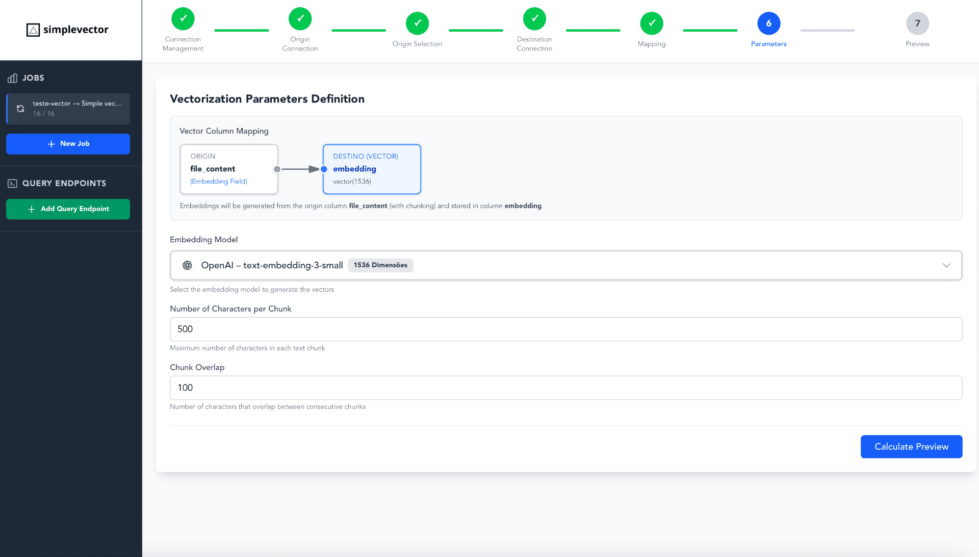 Configure os Parâmetros